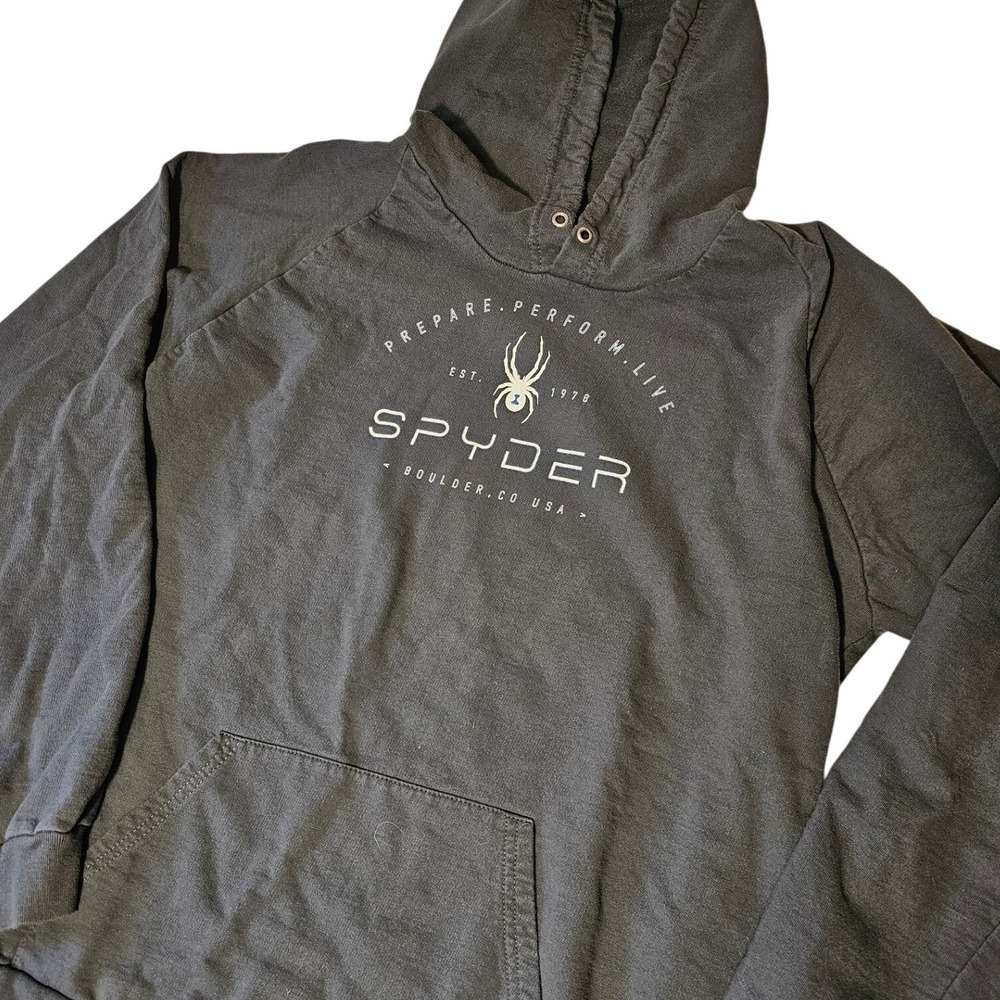 Spyder Mens Boulder Colorado Graphic Hoodie Charcoal Grey Raglan Sweatshirt XL